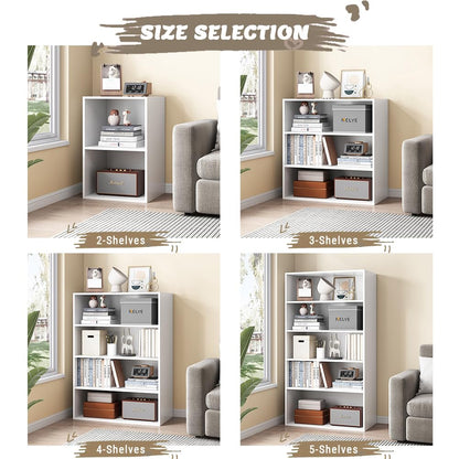 NELYE Basic Open Shelf Bookcase - 5-Tier Wooden Cube Storage Shelves Split Bookshelf, White