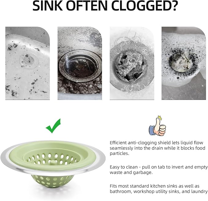 2 PCS Kitchen Stainless Silicone Sink Strainer, 4.5 inch Diameter…
