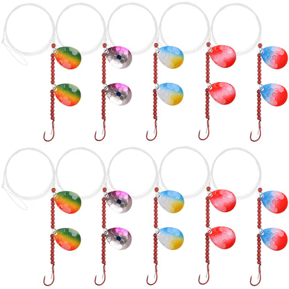 Walleye Spinner Rig,Fishing Lure Rig Crawler Harness SpinnerKit Live Bait Rig with Colorado Blade Octopus Hooks for Walleye Trout Salmon Saltwater Freshwater Mix 5 Color - 10pcs