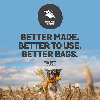 MyEcoWorld® Compostable Pet Poop Bags - Made with Corn and Other Certified Compostable Materials - 360 Bags - 24 Roll - Extra Strong - Leak Proof - Unscented - Easy to Open