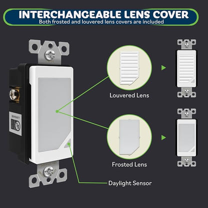 TOPGREENER 10Pack Full Face LED Decorator Guide Light with Auto Sensor | 120VAC/15A Night Light with Automatic Daylight Sensor Soft Glow for Hallways, Stairs, Bathrooms. UL listed, White
