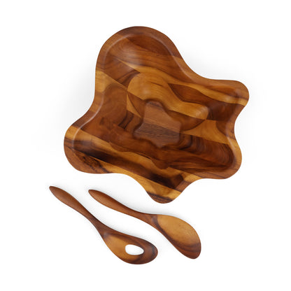 Nambe Oceana Coral Salad Bowl with Servers