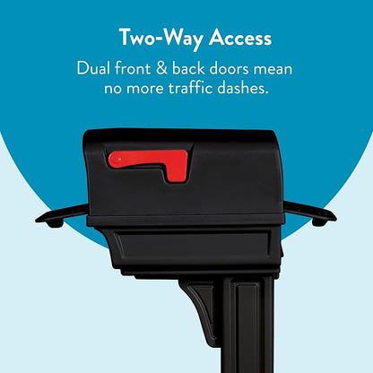 Architectural Mailboxes Gentry Plastic, Dual Access, Mailbox and Post Kit, GGC1B00AM, Black, Large Capacity