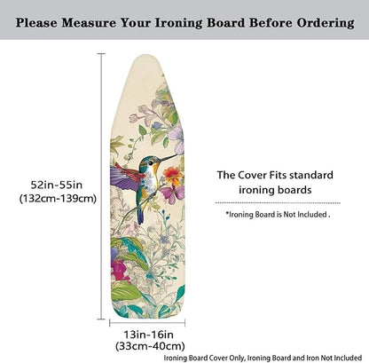 Sprowallow Hummingbird Flowers Ironing Board Cover Stain Resistant Standard