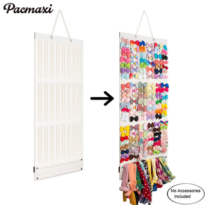Baby Girl Hair Bows & Clips Organizer - Sturdy Stand, Wall Hanging for Nursery Decor (White, Large)