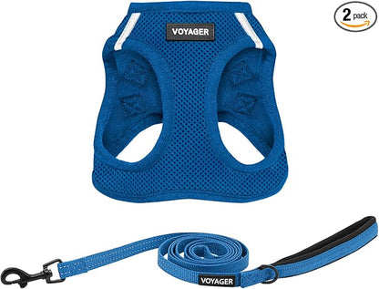 Best Pet Supplies Voyager Step-in Air All Weather Mesh Harness and Reflective Dog 5ft Leash Combo with Neoprene Handle, for Small, Medium and Large Breed Puppies - Royal Blue, X-Large