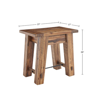 Alaterre Furniture Durango 27-Inch Solid Wood Side Table – Heavy-Duty Industrial End Table with 100 lb Capacity for Living Room, Bedroom, or Home Office (Natural Grain Lacquer Finish)