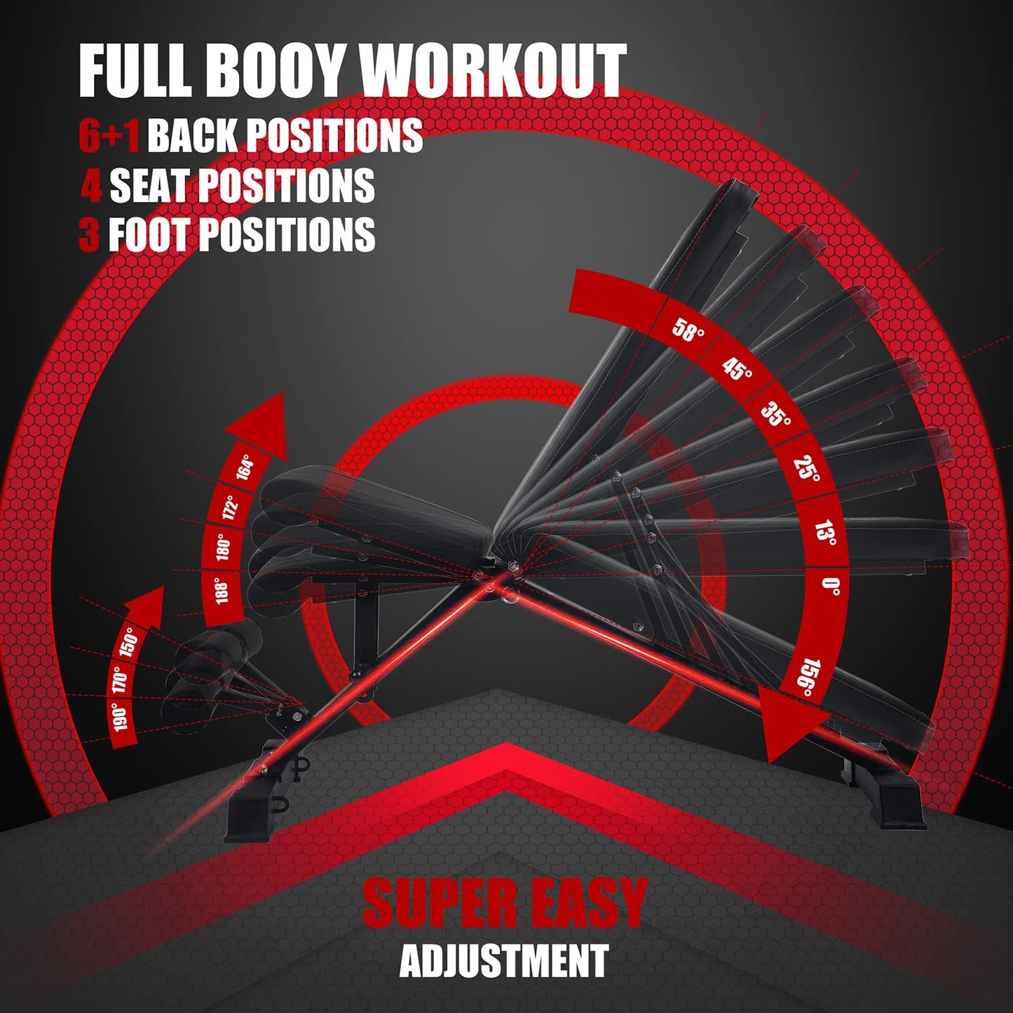 Weight Bench Adjustable Strength Training Workout Benches Foldable Work Out Incline Bench Set for Home Gym Weight Lifting Dumbbell Exercise Full Body Workout with Resistance Rope