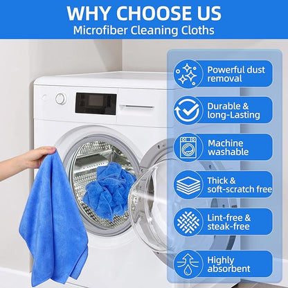 6 Pack Microfiber Cleaning Cloths Extra Large 30" x 20", XL Rags Washable