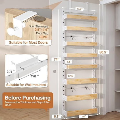 8-Tier Over The Door Pantry Organizer, Heavy-Duty Metal Wall Mount or Hanging