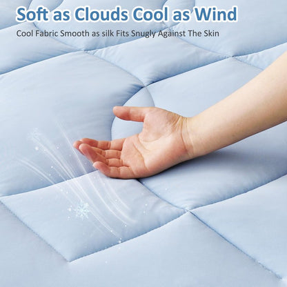 Friendriver King Size Cooling Mattress Pad Waterproof Mattress Topper for Hot Sleepers - Soft Breathable Mattress Cover with 8"-21" Deep Pocket (78×80",Blue)