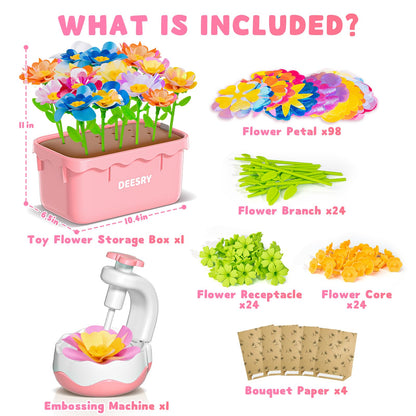 Deesry Craft Kits for Kids Ages 4-8, DIY Arts and Christmas Crafts for Kids, Fabric Flower Bouquets Toys with Storable Box, Flower Making Toy, Birthday Gifts for 4 5 6 7 8 Years Toddler Girl Toys