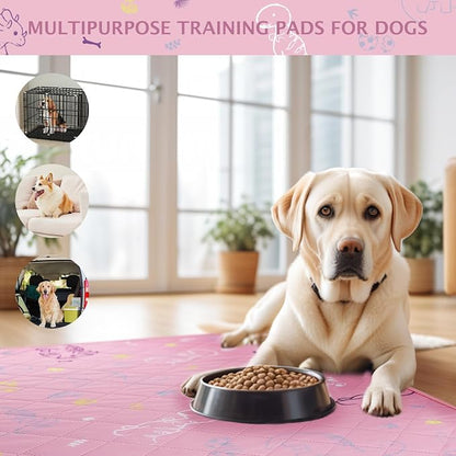 IEUUMLER Washable Pee Pads for Dogs, 2 Pack Non-Slip & Waterproof Pack Whelping Pad, Reusable Washable Puppy Potty Training Pad with Fast Absorbent for Playpen EU007 (Pink Dinosaur, 41"X41"-2pcs)