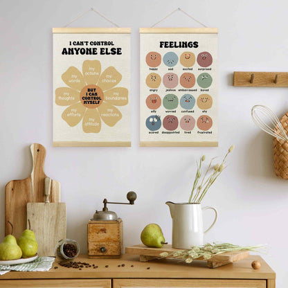 TLESKE Mental Health Feelings Emotions Chart Poster Hanger Frame for Toddler Kid Classroom Set of 2, Homeschool Wall Art Decor for Nursery Playroom, Preschool Prek Learning Educational Poster, 16x24