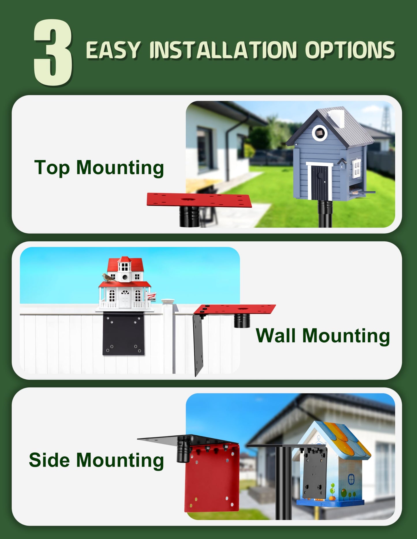 XDW-GIFTS Bird House Pole, 1 Pack 109 Inch Metal Bird Feeder Pole for Outdoor, with 5-Prong Heavy Duty Base for Birdhouse Mounting, Weather Station