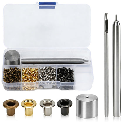 Mini Grommets, 2mm Plated Copper Metal Grommet Kit Eyelet Washers Fastener Set with Plastic Storage Box for Clothes Shoes Bag Paper Leather Crafts DIY Projects
