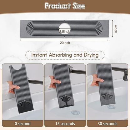 Faucet Mat for Kitchen Sink, Diatomite Quick Drying Tray, 20 Inch Kitchen Sink