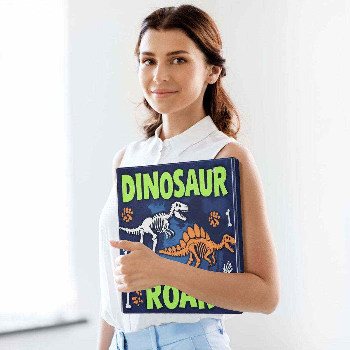 Dinosaur Roar Round Ring Binders 1.5 Inch Dragon Dino Skull 3 Ring Clipboard Binder for Office School Work Supplies File Folder Document 200 Sheet Capacity Easy Open