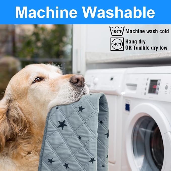 RIOUSSI Washable Pee Pads for Dogs, Reusable, Absorbent, Leakproof, Non Slip Pet Puppy Pads for Potty Training. Gray Stars, 48x65 Inch(1pack)
