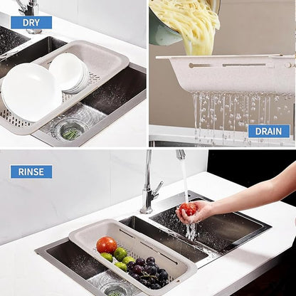 LASSHSWA Collapsible Colander for Kitchen, Over the Sink Strainer Basket for
