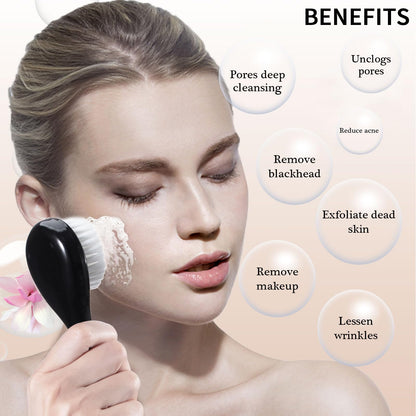 4 Colors Facial Cleansing Brush, Beomeen Face Scrubber Exfoliating Brush Face Wash Scrub Exfoliator for Skin Care, Makeup Removal (Blue, Pink, Purple, Clear)