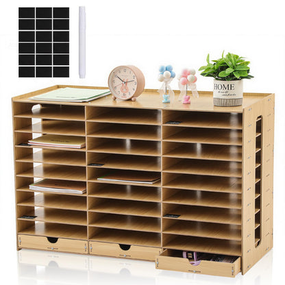 Colingmill Classroom Mailboxes Wooden Teacher Student Mailboxes for Classroom Literature Paper Organizer Compartments with Drawers, Sturdy Ease Setup for Home Office School(30 Slots)