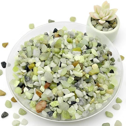 3/8 Inch Polished Decorative Pebbles, River Rocks for Indoor Plants, Succulents, Planters, Vases, Fish Tank, Aquarium Gravel & Landscaping, Jade Green, 6L