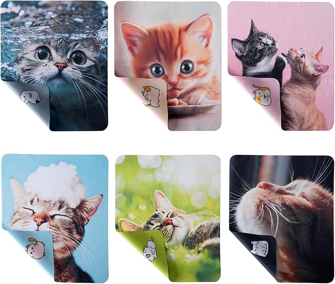 Anywind Microfiber Glasses Cleaner Cloth, Cute Cat Cleaning Clothes
