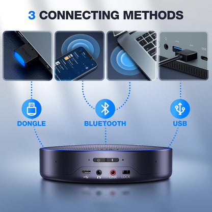 EMEET M3 Conference Speaker and Microphone, Zoom Certified Bluetooth Speakerphone with 4 AI Mics 360° Voice Pickup, 18H Talk Time, USB 2.0&Bluetooth 5.0 with Daisy Chain for 20 People for Zoom Teams