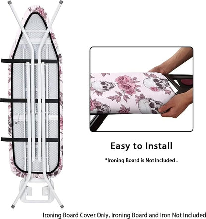 Ironing Board Covers Skull Pink Rose Stretchy Iron Board Cover and Pad