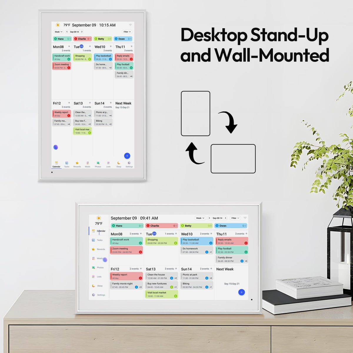 BOCT 21.5'' Digital Calendar Wall - 64GB Memory Touch Screen Chore Chart Smart Calendar, Digital Planner, Auto-Sync, APP Control, Interactive Family Schedules, Gift for Mother