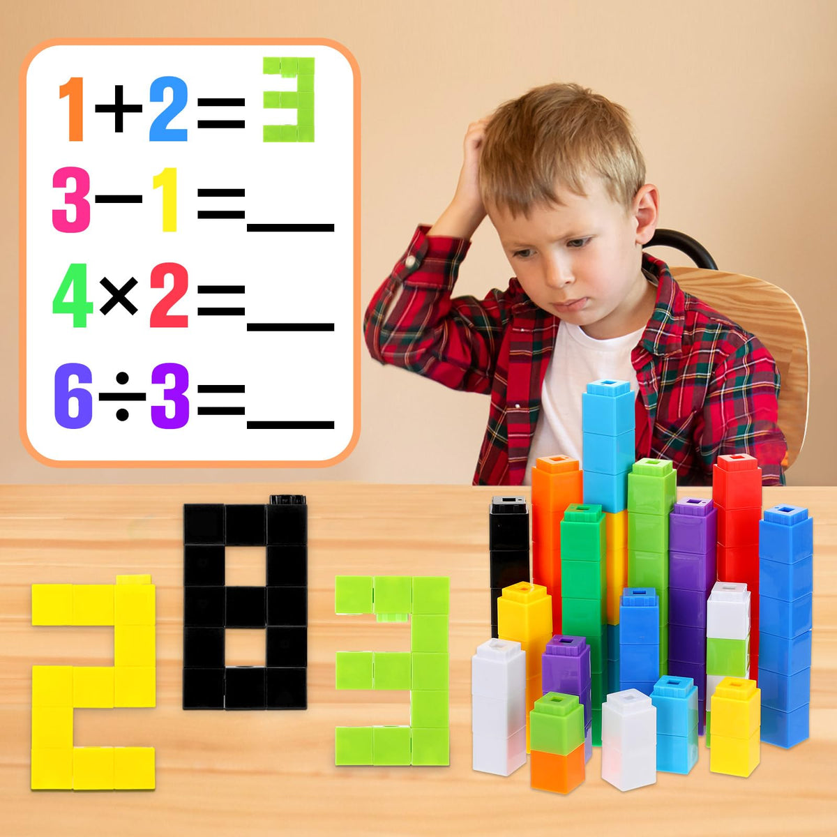 Shappy 600 Pcs Math Cubes Educational Counting Toy Math Manipulatives Connecting Counting Cubes Blocks for Learning Classroom Homeschool Supplies(Simple)