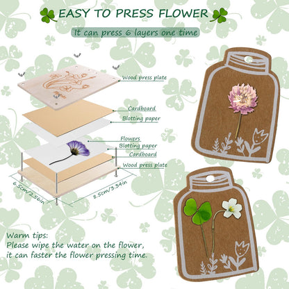Rhykoka Pocket Flower Press, 6 Layers Mini Flowers Press Kit, Micro Flower Pressing, Portable Small Leaf Petal Preservation for Arts and Crafts Lovers (Silver)
