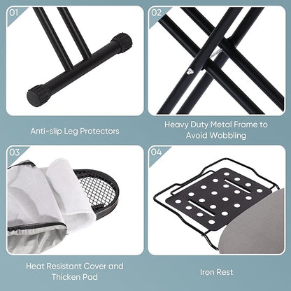 Deluxe Ironing Board with Heat Resistant Cover and Thicken Felt Pad, Heavy