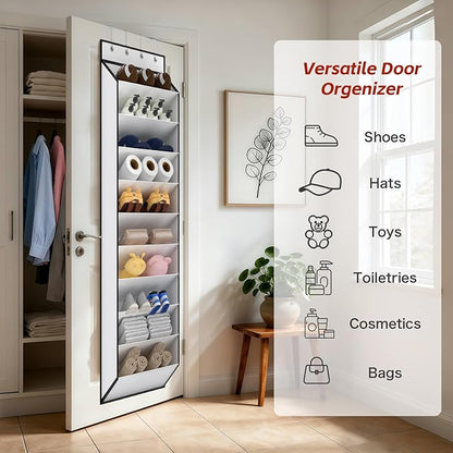 KEEPJOY 10 Tiers White Over Door Shoe Organizer Storage, Hanging Shoe Holder