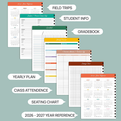 POPRUN Teacher Planner 2026-2027 Academic Year, Large Size 8.5"x 11", Monthly and Weekly Calendar, July 2026 - June 2027, Plan book with Hardcover, Spiral Bound, School Supplies for Classroom - Pink