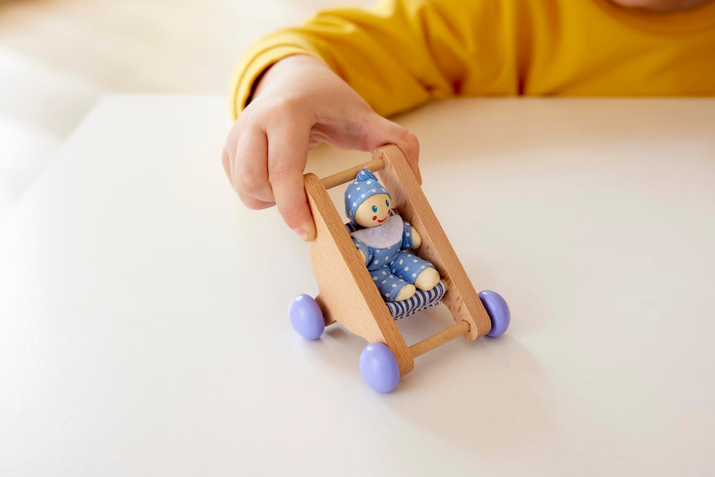 Hape Wooden Doll House Furniture Baby's Room Set with Baby| Pretend Playset for Kid’s Wooden Dollhouse