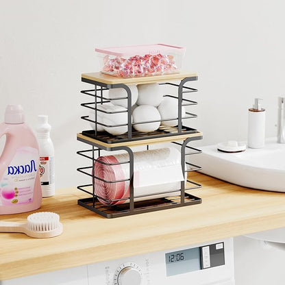 2 Pack Stackable Storage for Kitchen Laundry Pantry Organizers, Trash Bag Holder
