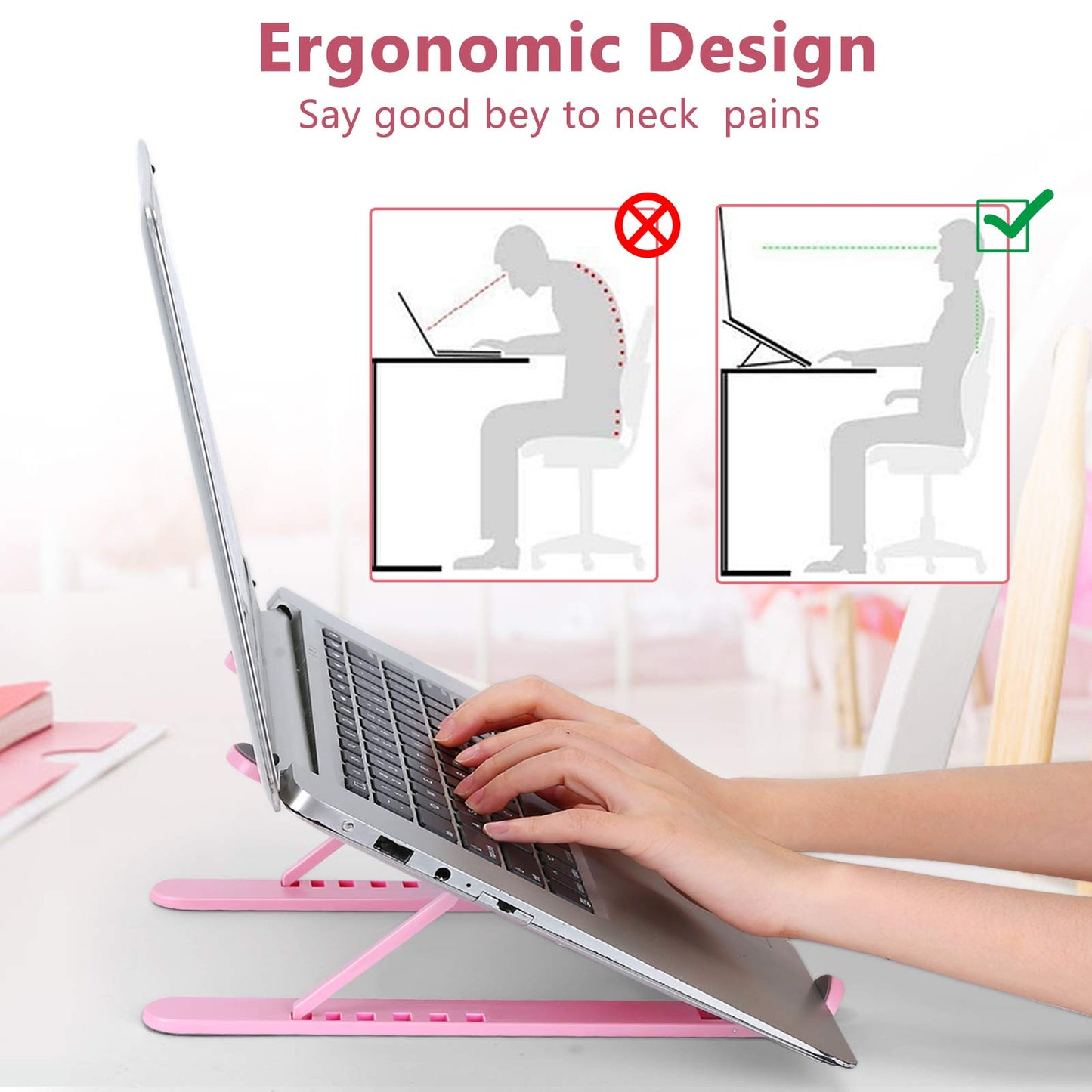 pidien Portable Laptop Stand, Adjustable Laptop Holder Riser Computer Stand for Desk Notebook Stand Mount