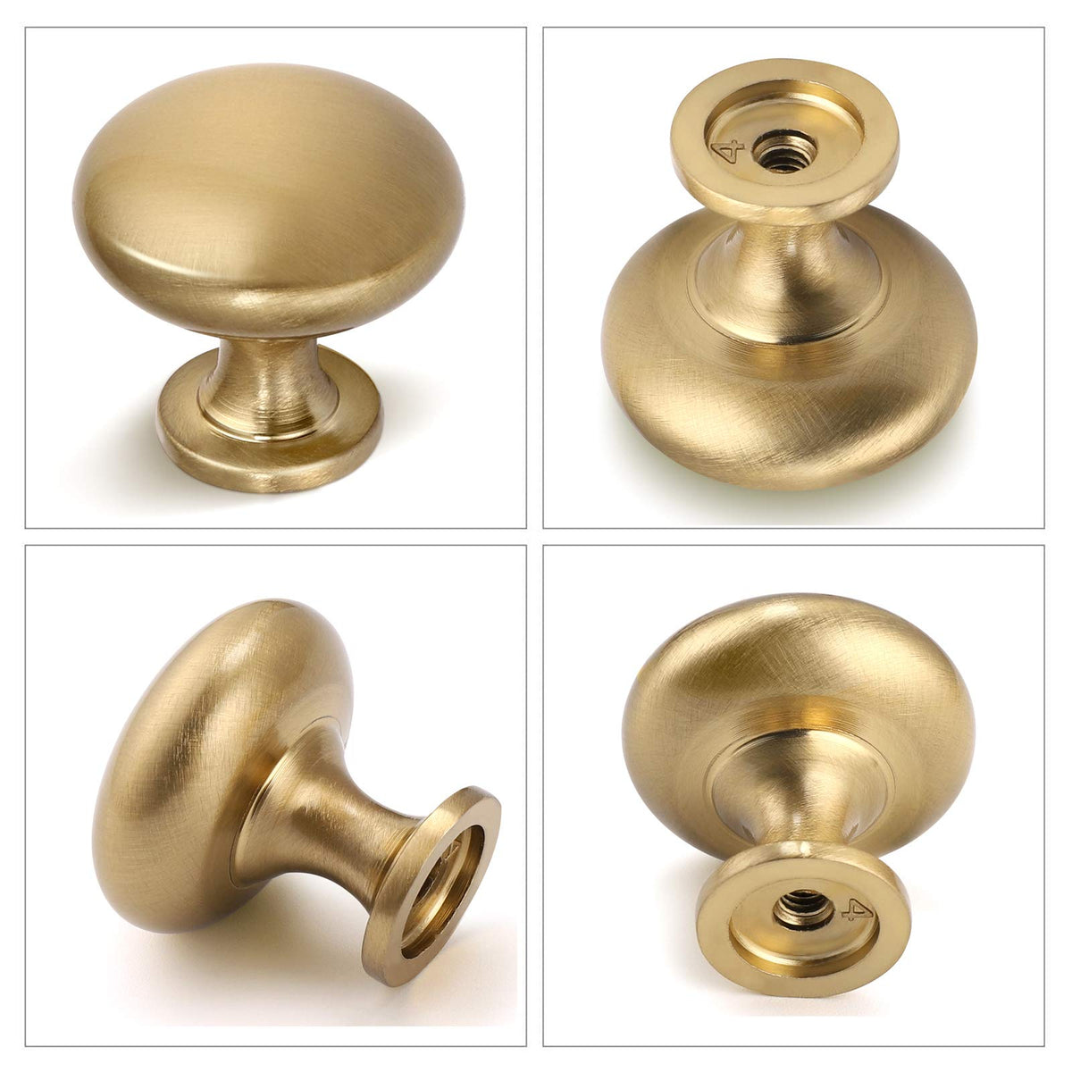 NIZADO Aged Brass Knobs 12 Pack, Solid Warm Gold Cabinet Knobs, Antique Brass Drawer Knobs, Champagne Bronze Kitchen Cabinet Hardware,Diameter 1-1/5"