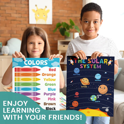 16PCS Classroom Educational Posters - Laminated Educational Posters For Toddlers, 14.7'' x 11.5'' Preschool Learning Posters, Alphabet Number Charts, Kindergarten Classroom Wall Decor, Playroom Homeschool Daycare & Classroom Decor, Kindergarten & Preschoo