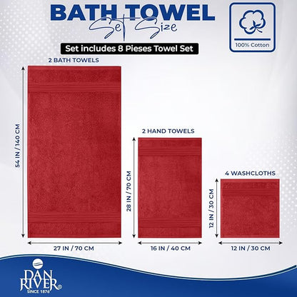 DAN RIVER 8 PC Luxury Bath Towels