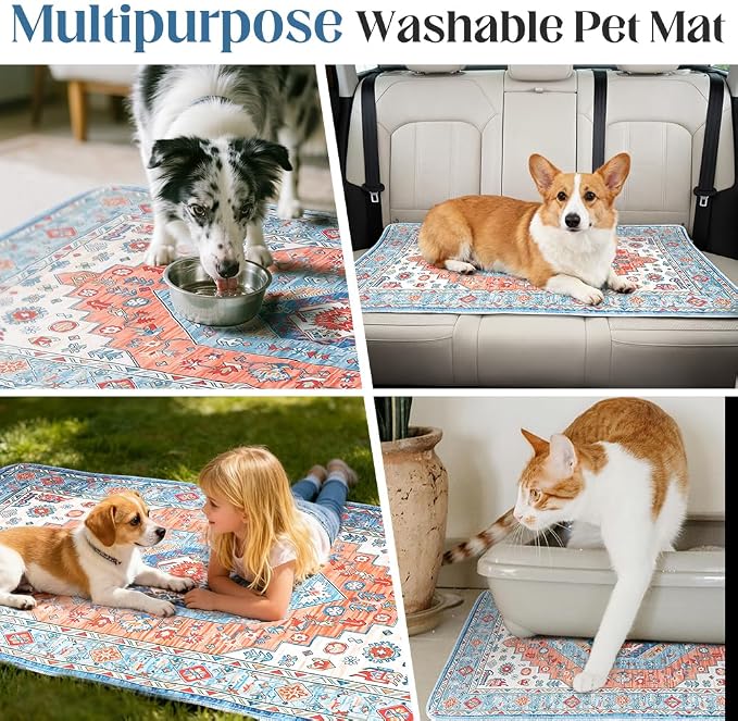 Washable Pee Pads for Dogs, 2 Pack Reusable Puppy Training Pads 48"x48" Super Absorbent Waterproof Dog Training Pads, Non-Slip Potty Pads, Whelping Pads Litter Mat Orange/Mix