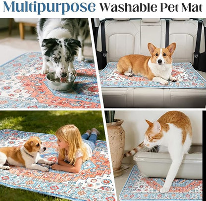 Washable Pee Pads for Dogs, 2 Pack Reusable Puppy Training Pads 24"x18" Super Absorbent Waterproof Dog Training Pads, Non-Slip Potty Pads, Whelping Pads Litter Mat Orange/Mix