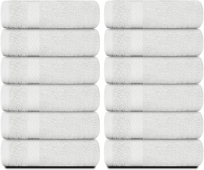 White Classic Luxury Cotton Washcloths 13x13 Inch