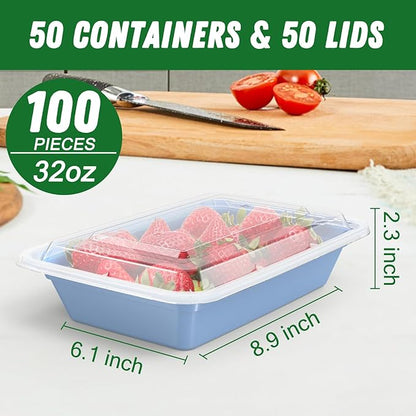 50 Pack 32 oz Meal Prep Containers Reusable