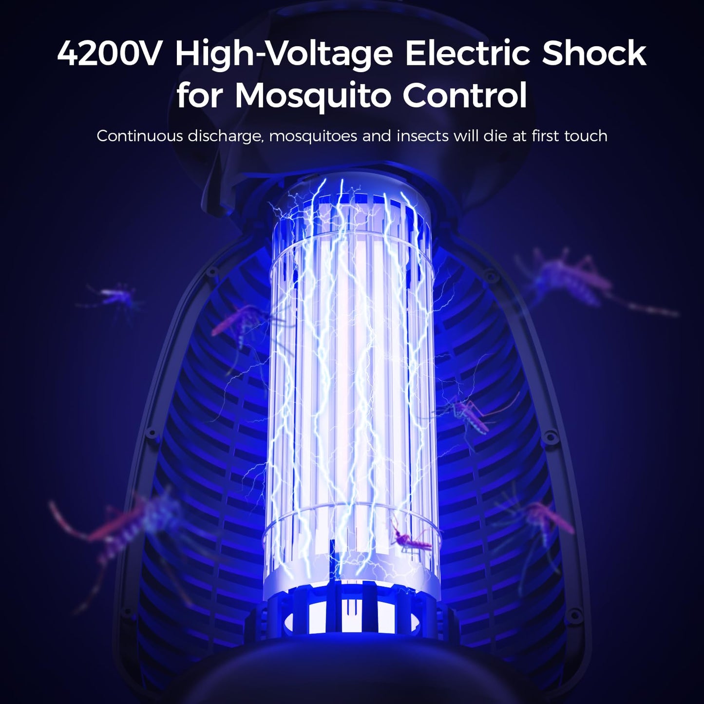 Outdoor Bug Zapper with LED Light - Electric Mosquito Killer Fly Trap Insect Zapper Outdoor and Indoor for Home Kitchen, Patio, Backyard