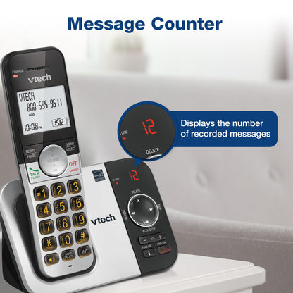 VTech VG232-5 DECT 6.0 Cordless Phone with Digital Answering Machine, 5 Handsets – Large Backlit Display, Big Buttons, Full-Duplex Speakerphone, Caller ID, Easy to Use