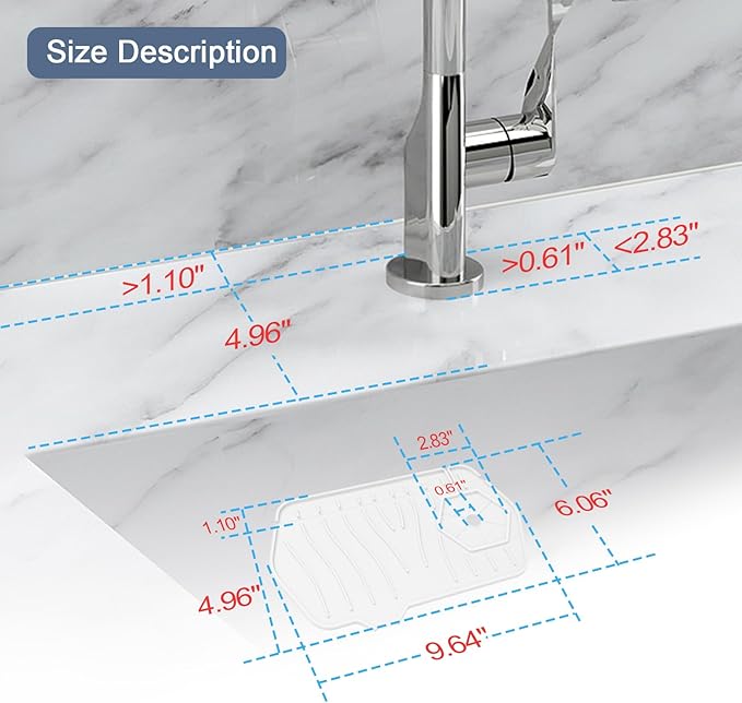 Sink Drain Mat - Unilateral Faucet Guard