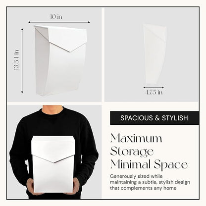 NACH Mailboxes for Outside Wall Mount, 4.8 x 10 x 13 inch White Wall Mounted Mailboxes for Outside, Waterpoof Mailbox for House - The Bradley Large Mail Box